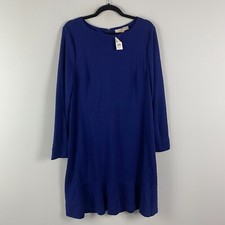 Ann Taylor Loft Blue Fit And Flare Dress Size 16 Long Sleeve