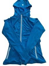 Athleta Half Mile Reflective Hoodie Blue Full Zip Running Jacket Women  s Small