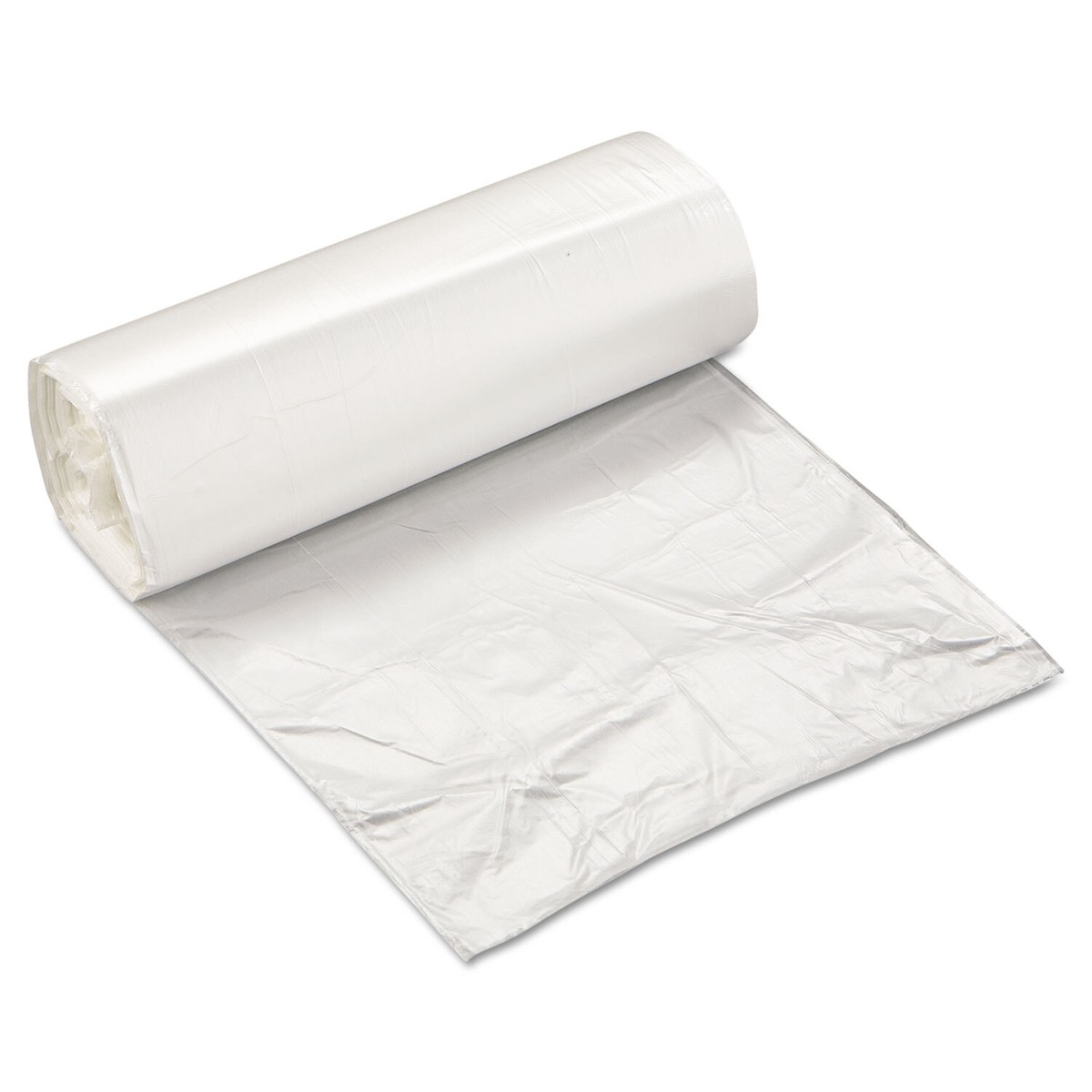 Inteplast Clear High-Density Can Liners - 24x24, 10 Gallon, 8 Micron, 50 Per Roll, Heavy-Duty Trash Bags