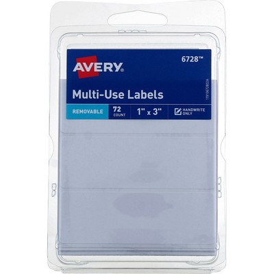 5 Pack Avery Multi-Use Labels, 1in X 3in, Removable, White 6728, 72 Ct
