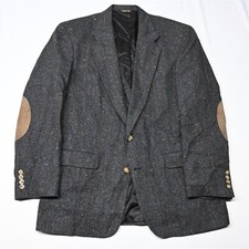 Vtg Austin Reed 42L Gray Herringbone Fleck Tweed Blazer Sport Coat