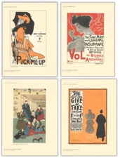 Bundle- 4 Assorted Various Artists Modern Posters 1890 Authentic Lithographs