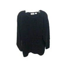 Vtg Sostanza Women Top Size S Black Sweater Eyelet Holes 