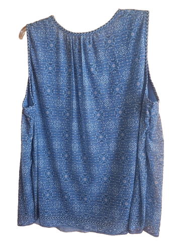 Max Studio Women's Plus Size Charm Tunic Top Blouse Blue Geometric SZ 3X New - Picture 5 of 5