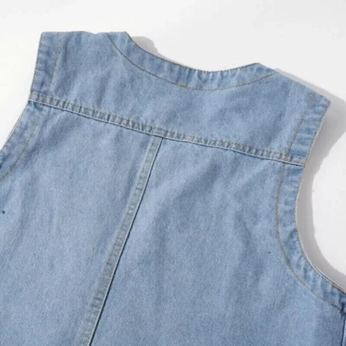 UK Classic Women Denim Waistcoat Gilet Vest Jeans Sleeveless Jacket Tops Casual - Picture 15 of 26