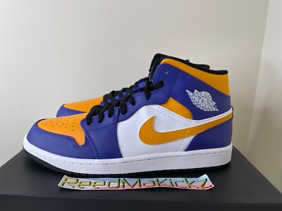 Nike Air Jordan 1 MID Lakers White Purple Taxi Mens 13us DQ8426 517