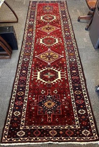 Alfombra de corredor de lana anudada a mano 3'7 x 11'7 S antigua heris caucásica 4 x 12 - Imagen 2 de 13