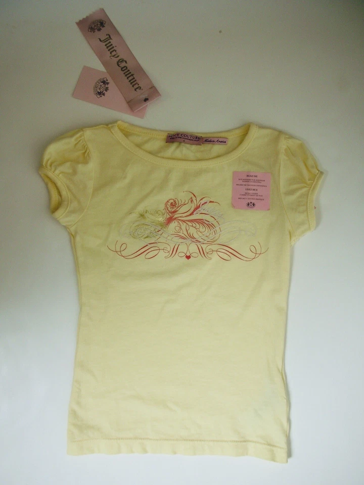 Juicy Couture Camiseta Amarilla Logo Talla 4 Totalmente Nueva De Colección Foto 2 de 4