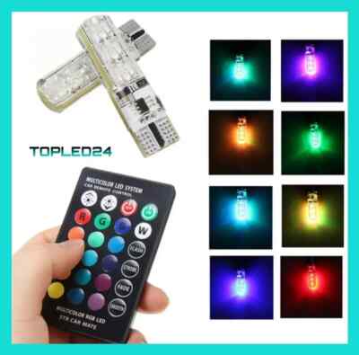 2x T10 5050 W5W 6 SMD Remote Control RGB LED Farben mit Fernbedienung