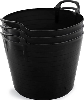 20 x SCHWARZ 42L 42 Liter große Flexi Wanne Garten flexibel Aufbewahrung Bauarbeiter Eimer