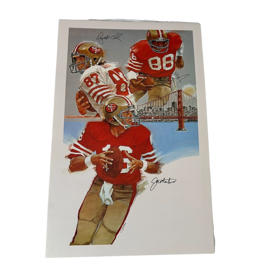 Joe Montana 49ers Cliff Spohn 1982 Pintura Litografía Taco Bell Dr. Pepper 18"x11" Foto 4 de 4