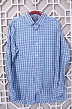 Bonobos Button Up Shirt Mens 17-36 XL Blue Checks Casual Wrinkle Free Cotton Men