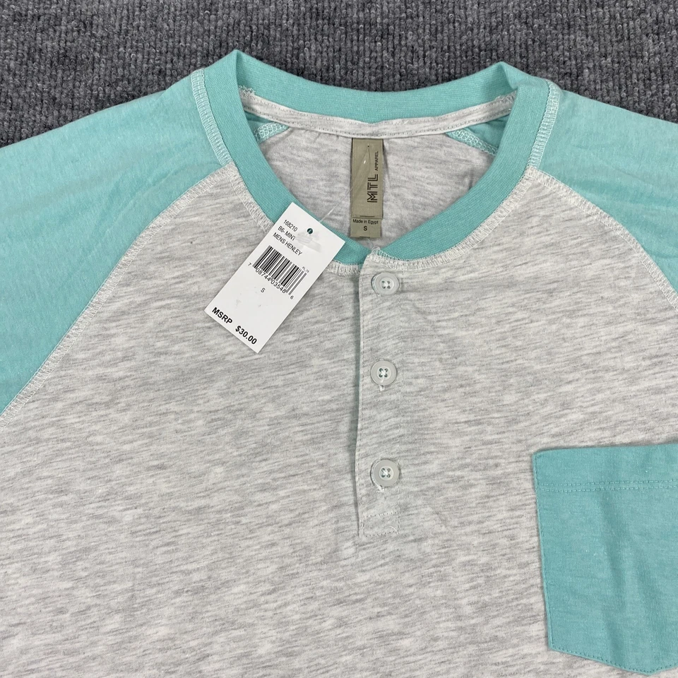 Camisa de manga corta Henley MTL Apparel para hombre talla pequeña Foto 3 de 4