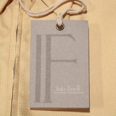 Chemise Italo Ferretti 100% Soie - Col, Manches Courtes, Fermeture Zip Complète - Taille XL - Dorée - Neuf Avec étiquettes