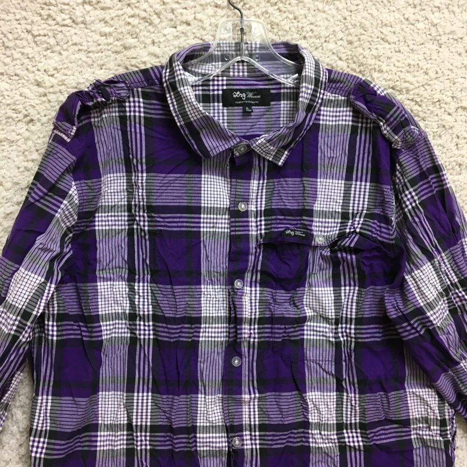 Camisa LRG Tejida Abotonada Extra Grande Púrpura Cuadros Geología Manga Larga Para Hombres XL Foto 2 de 4