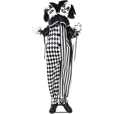 Haunted Hill Farm Lifesize Animatronic Scary Talking Two-Headed Clown with Touch