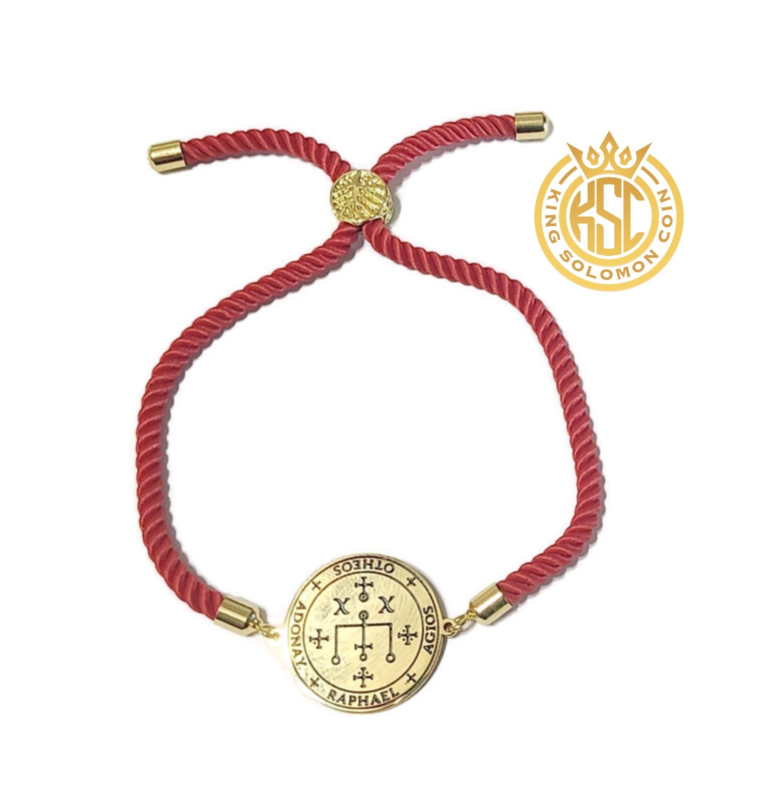 대천사 라파엘 + 신의 72가지 이름 솔로몬 왕 코인 팔찌 레드-Freehip.co.kr