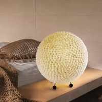 Beistellleuchte Kugellampe Tischleuchte Nachttischlampe Led Metall Weiß Muscheln