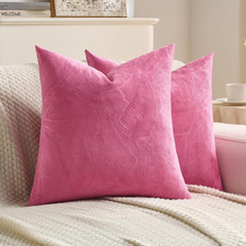 Pack of 2 Velvet Throw Pillow Covers 18x18 Inch, Hot Pink