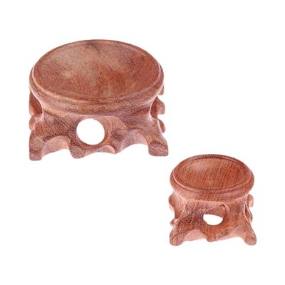 2 Pieces Wood Display Stand Base Sphere Globe Stone Holder Decorative Ornament