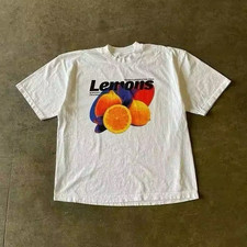 y2k Men's White Graphic Print T-Shirt M Cotton Blend Crew Neck Short Sleeve