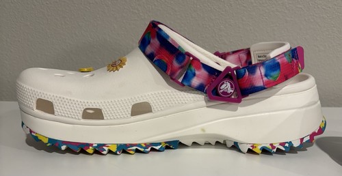 Zuecos Crocs Hiker Xscape para mujer 11 zapatos plataforma correa ajustable blanco rosa - Imagen 2 de 7