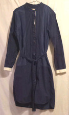 Gap Colorblock Navy Shirt Dress sz M 100% Cotton Belted Button Long Sleeve