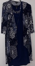 R M Richards 2pc Circle Solid Print Necklace Embellished Dress Jacket SET 18