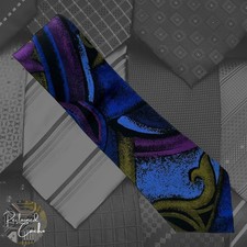 Florenzi Collection Blue Green and Purple Abstract Pointed Necktie Tie