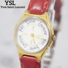 YSL Yves Saint Laurent Logo Dial Women's Watch Vintage White Japan 066747