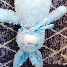 Blue White Bunny Plush Stuffed Animal w/ Bow, Soft, Small 6-14 in , 2024 Easter