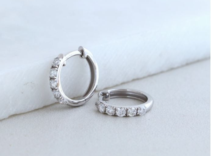 1 Ct Round Cut Moissanite Hoop Earrings 14K White Gold Wedding Gift For Women's