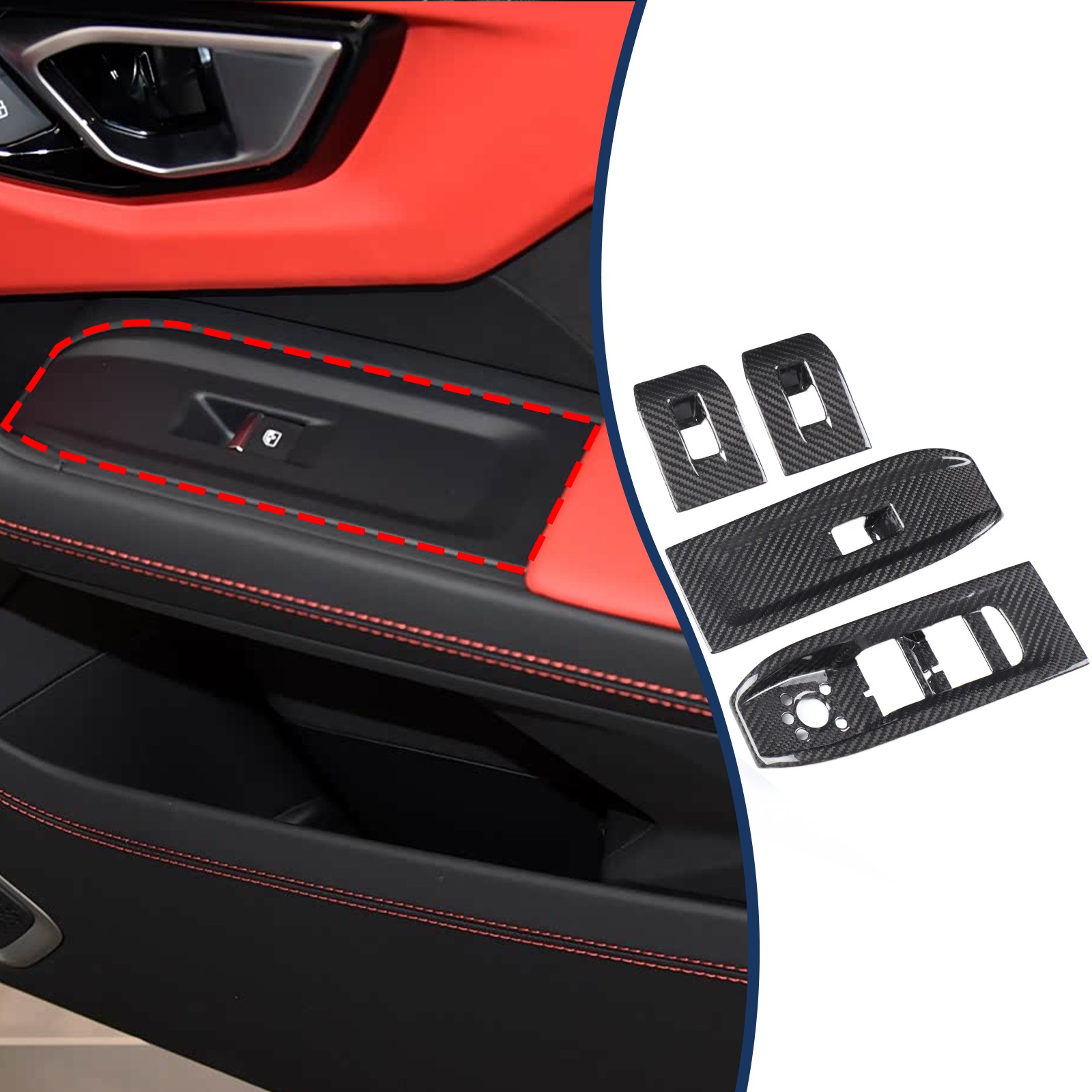 Real Carbon Fiber Window Lift Switch Panel Trim For Lamborghini URUS 2018-23 US