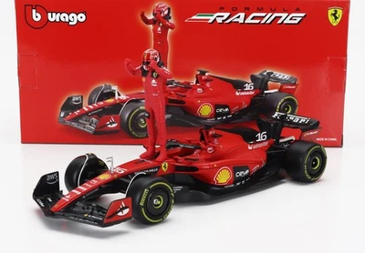 BURAGO 1/24 FERRARI F1 SF23 16 FIGURINES LECLERC 2023 MODÈLE STATIQUE DIECAST - Photo 1/4