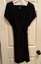 Nine West Black Dress Women’s Size  XL Short Sleeve V-Neck Wrap