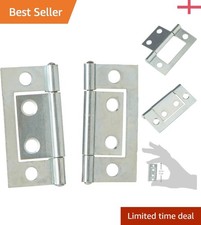 Durable 50mm Zinc Plated Flush Door Hinges - Pack of 2 for Easy Installation