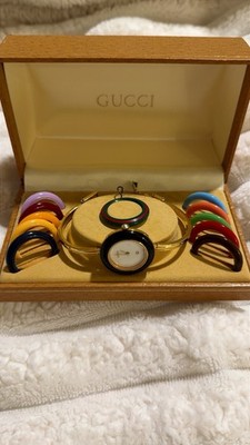 Gucci Interchangeable Bezel Watch with Original Box, Paperwork & 12 Color Bezels