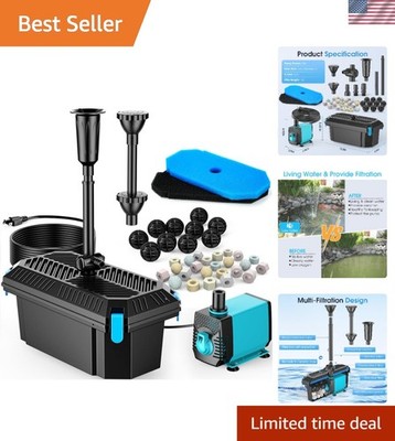 Energy Efficient Pond Filter System with Fountain Kit - Clear Water Assurance