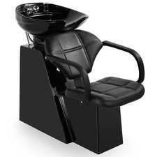 Black Barber Backwash Unit w/Ceramic Shampoo Bowl Hair Washing Beauty Salon Spa