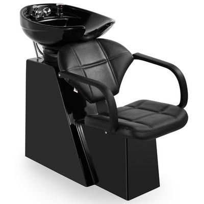 Black Barber Backwash Unit w/Ceramic Shampoo Bowl Hair Washing Beauty Salon Spa