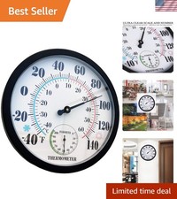 Indoor Outdoor Thermometer Large Wall Thermometer-Hygrometer Waterproof Does ...