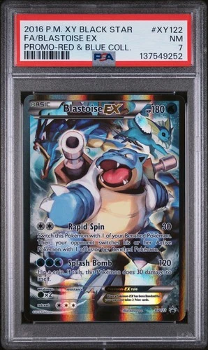 2016 POKEMON XY BLACK STAR PROMO RED & BLUE COLL FULL ART/BLASTOISE EX PSA 7
