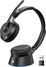 Wireless Headset with Mic for Work, Wireless Headphones with Mic
