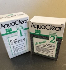 AquaClear 300 Cycle Guard Foam Filter Insert + Ultragrade Carbon Insert NOS