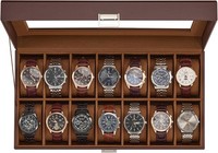 Uhrenbox Uhrenaufbewahrung Mit Glasdeckel, Uhrenkoffer FüR Herren, 14 FäCher,
