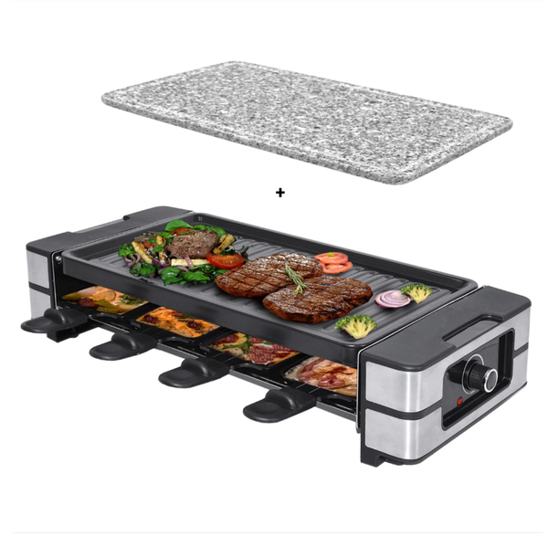 Raclette Uzwil FüR 8 Personen Set Mit Steinplatte 2000 W Syntrox Germany-image