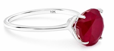 ECHTER 3,23 kt RUBIN SOLITÄR RING 10 K MASSIV WEISSGOLD - kostenlose Bewertung - Neu mit Etikett