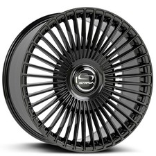 24x10 Strada Wheels Spaghetti Gloss Black Floating Cap Rims 4pcs