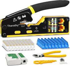 RJ45 Crimp Tool Ethernet Crimper for Cat5E Cat6 with Tester  Blades