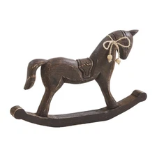 New Primitive Rustic BROWN WOODEN ROCKING HORSE Figure Shelf Sitter 15"